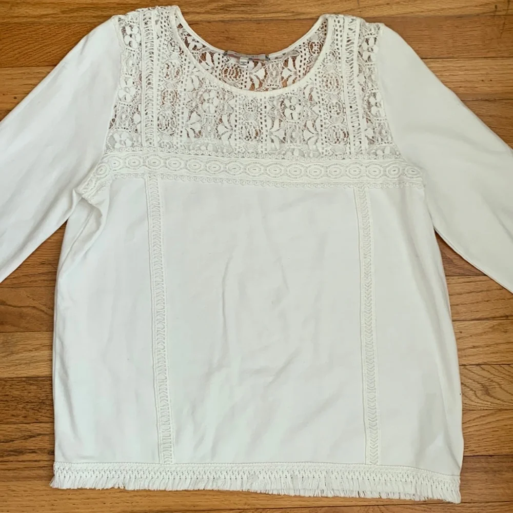 Anthro Erin + Ali Lace & Fringe Top